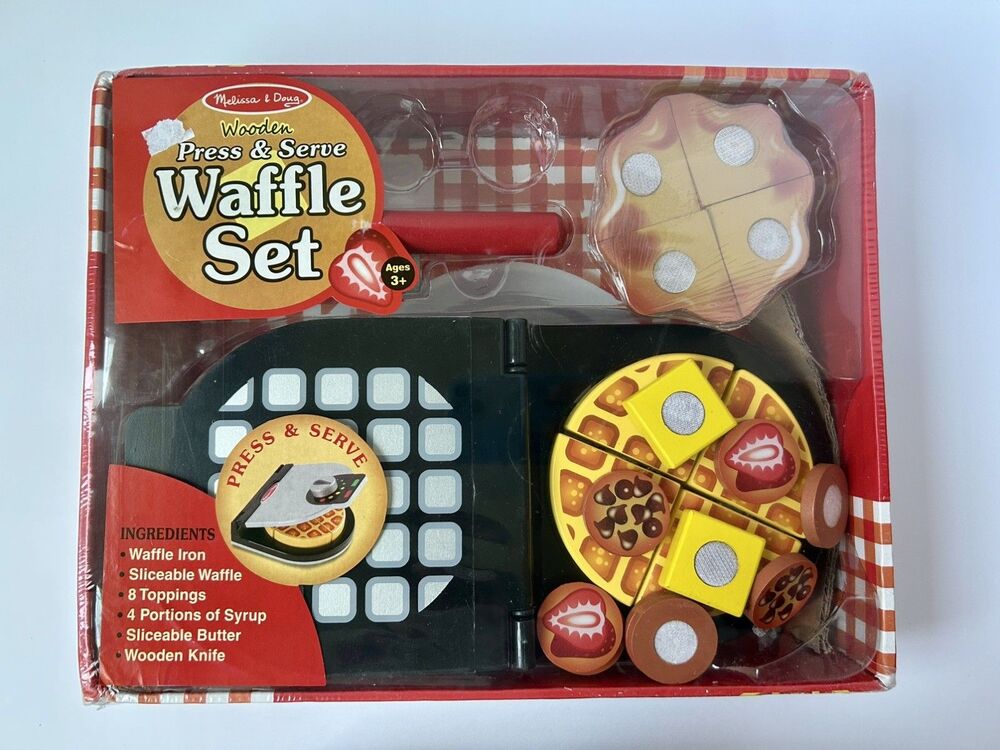 MELISSA DOUG FOOD PLAY ✿ PRESS & SERVE WAFFLE ✿ DISCONTINUED ✿ VERY RARE BOX SET